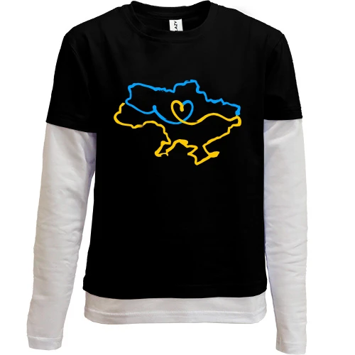 Комбинированный детский лонгслив, черный, "Украина с любовью"