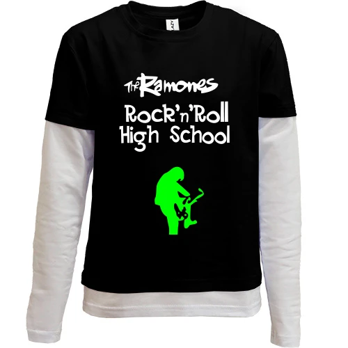 Комбинированный детский лонгслив, черный, High School Rock'n'Roll