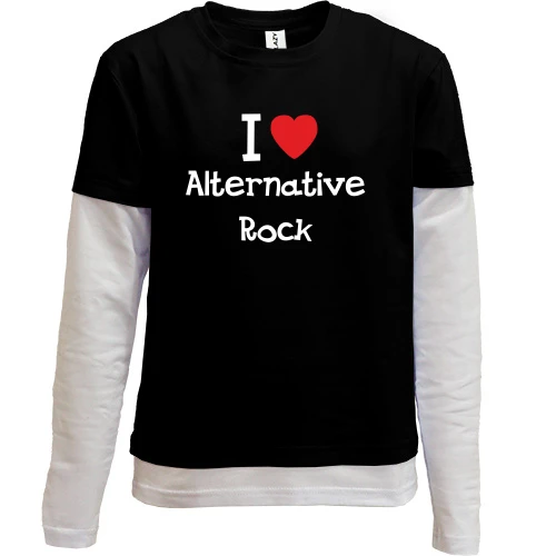 Комбинированный детский лонгслив, черный, I love alternative ROCK