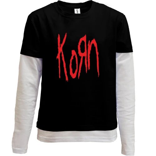 Комбинированный детский лонгслив, черный, Korn 2