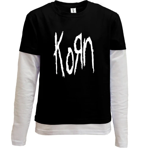 Комбинированный детский лонгслив, черный, Korn
