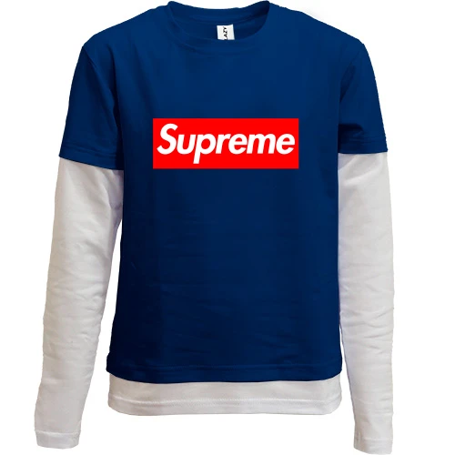 Комбинированный детский лонгслив, синий, Суприм (Supreme)