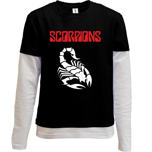 Комбинированный детский лонгслив, черный, Scorpions (Gold)