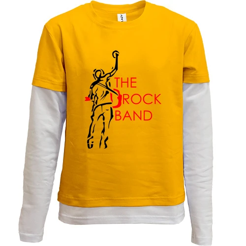 Комбинированный детский лонгслив, желтый, The Rock Band