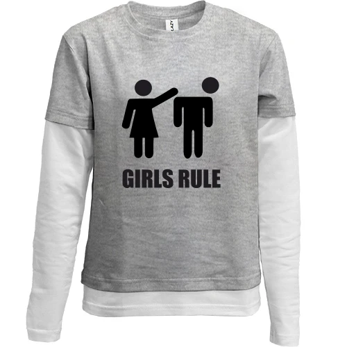 Комбинированный детский лонгслив, желтый, Girls rule