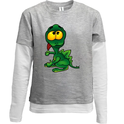 Комбінований дитячий лонгслів, сірий, Green Dragon