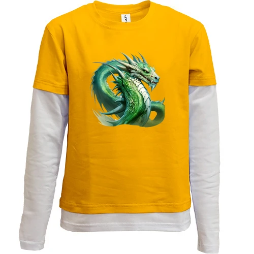 Комбінований дитячий лонгслів, жовтий, Green Dragon Art