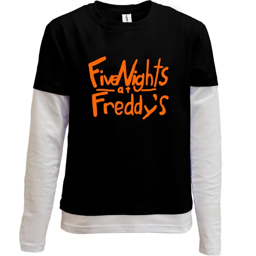 Комбинированный детский лонгслив, черный, Five Nights at Freddy’s (надпись)