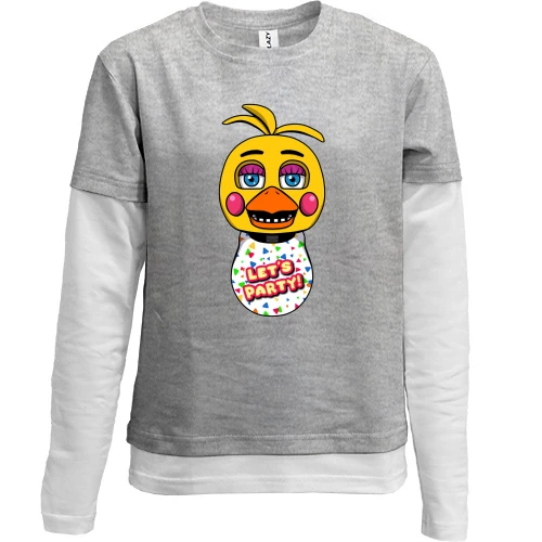 Комбинированный детский лонгслив, серый, FNAF Chica