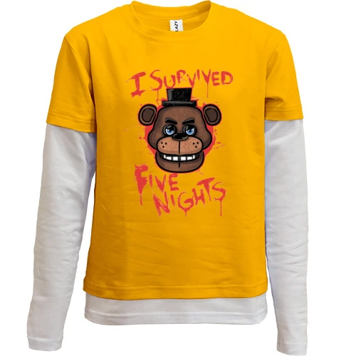 Комбинированный детский лонгслив, желтый, I survived Five Nights