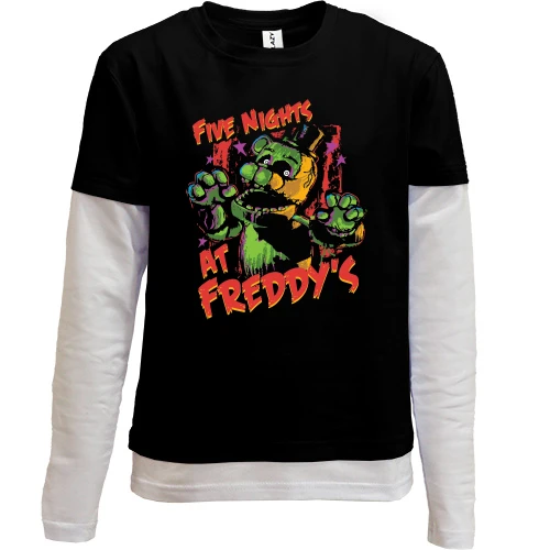 Комбинированный детский лонгслив, черный, Five Nights At Freddy's (Freddy)