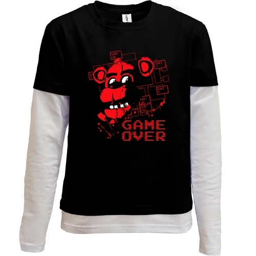 Комбинированный детский лонгслив, черный, Five Nights at Freddy’s Game Over