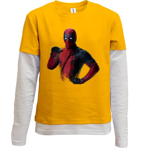 Комбинированный детский лонгслив, желтый, Deadpool (2)