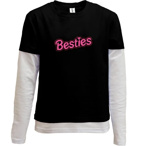 Комбинированный детский лонгслив, черный, Besties