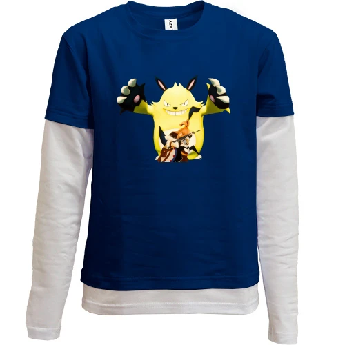 Комбинированный детский лонгслив, синий, с желтым палом Palworld
