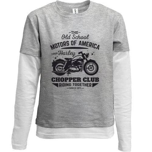 Комбинированный детский лонгслив, серый, Chopper Club