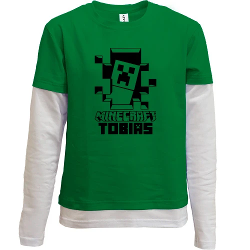Комбинированный детский лонгслив, зеленый, Minecraft Tobias