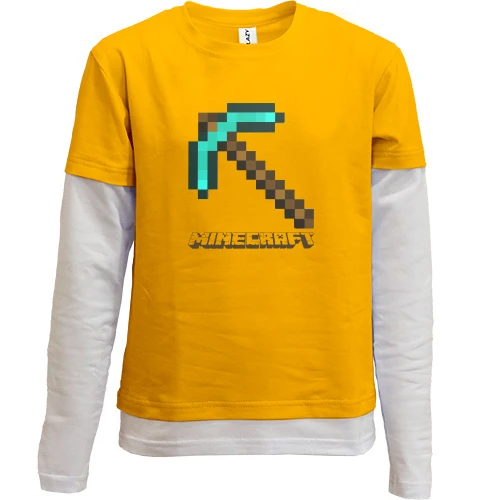 Комбинированный детский лонгслив, желтый, Кирка Minecraft