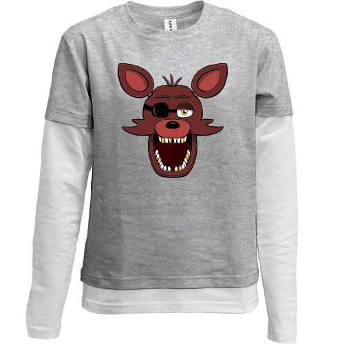 Комбинированный детский лонгслив, серый, Five Nights at Freddy’s - Фокси