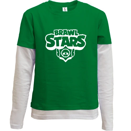 Комбинированный детский лонгслив, зеленый, Brawl Stars