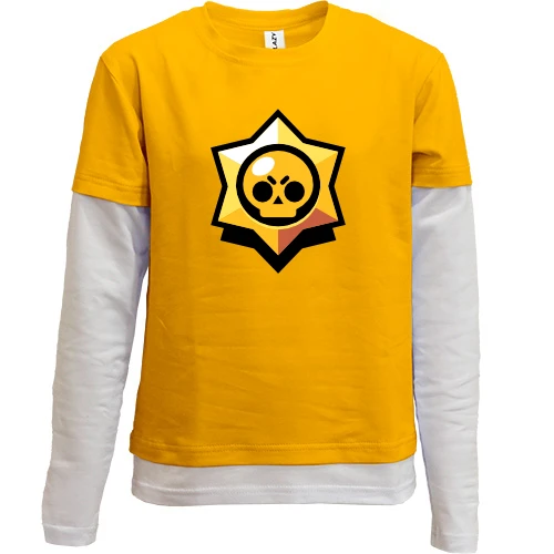 Комбинированный детский лонгслив, желтый, Звезда "Brawl Stars"