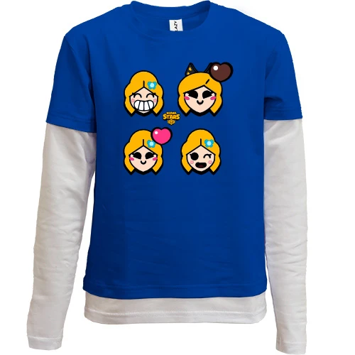Комбинированный детский лонгслив, синий, Brawl Stars - Пайпер