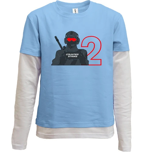 Комбинированный детский лонгслив, синий, Counter Strike 2 (Unit)