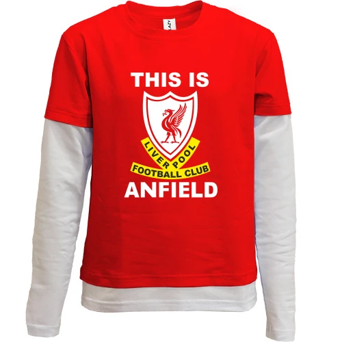 Комбинированный детский лонгслив, Красный, This Is Anfield