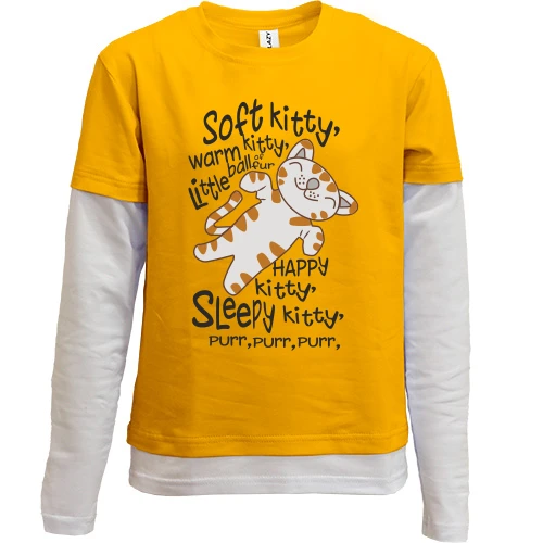Комбинированный детский лонгслив, желтый, Soft kitty