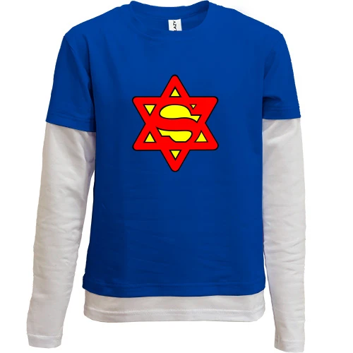 Комбинированный детский лонгслив, синий, Говарда Superjew