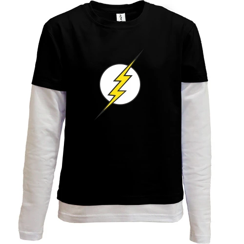 Комбинированный детский лонгслив, черный, Шелдона Black Flash