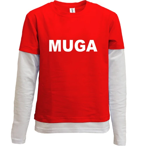 Комбинированный детский лонгслив, красный, MUGA (Make ukraine Great Again)