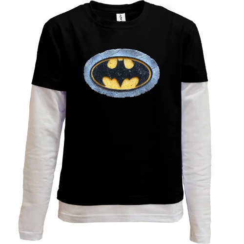 Комбинированный детский лонгслив, черный, каменный Batman