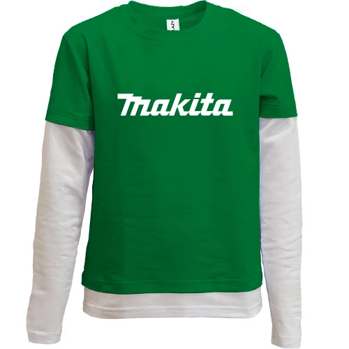 Комбінований дитячий лонгслів, зелений, Makita