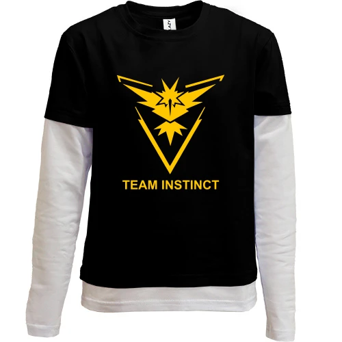 Комбинированный детский лонгслив, Черный, Pokemon Go Team Instinct