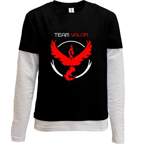 Комбинированный детский лонгслив, черный, Team Valor