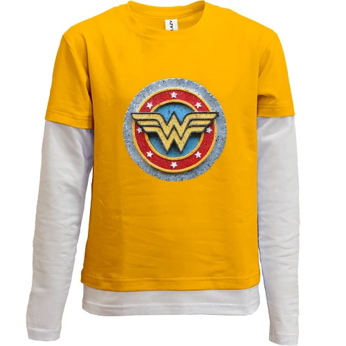 Комбинированный детский лонгслив, желтый, Чудо-женщина (Wonder Woman)