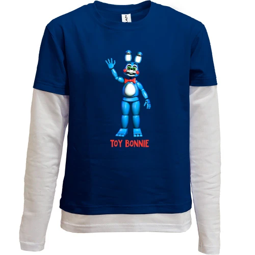 Комбинированный детский лонгслив, синий, Five Nights at Freddy’s (Toy Bonnie)