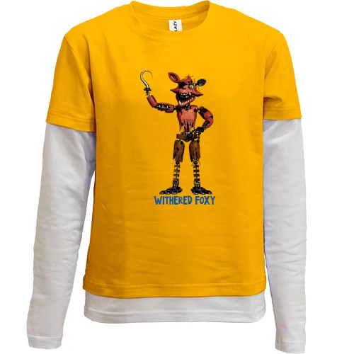 Комбинированный детский лонгслив, желтый, Five Nights at Freddy’s (withered foxy)