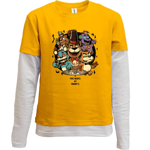 Комбинированный детский лонгслив, желтый, FNAF Band