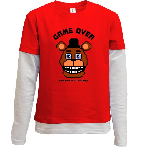 Комбинированный детский лонгслив, красный, FNAF Freddy Game Over