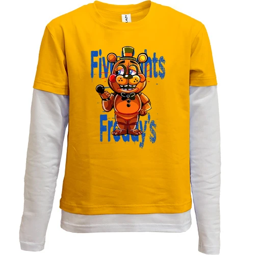Комбинированный детский лонгслив, желтый, FNAF Freddy ART