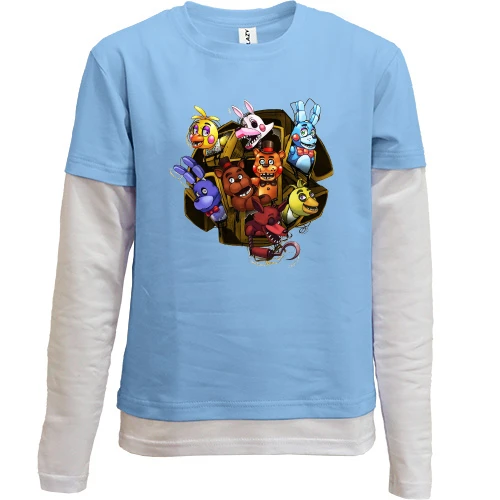 Комбинированный детский лонгслив, синий, FNAF Toys ART