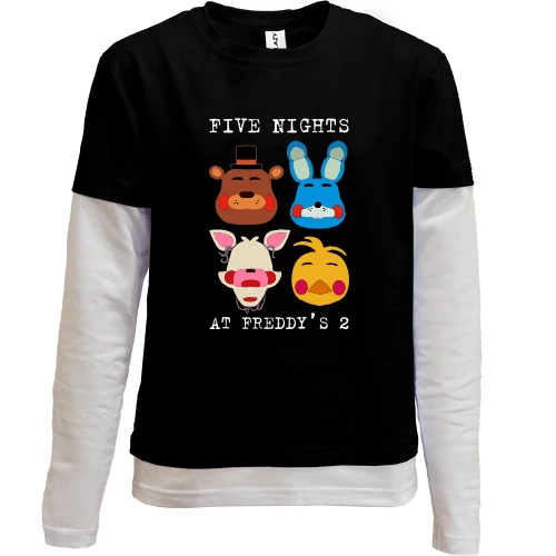 Комбинированный детский лонгслив, черный, FNAF 2