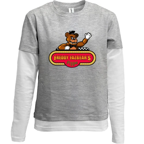 Комбинированный детский лонгслив, серый, Freddy Fazbear`s Pizza