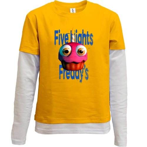Комбинированный детский лонгслив, желтый, FNAF Mr Cupcake