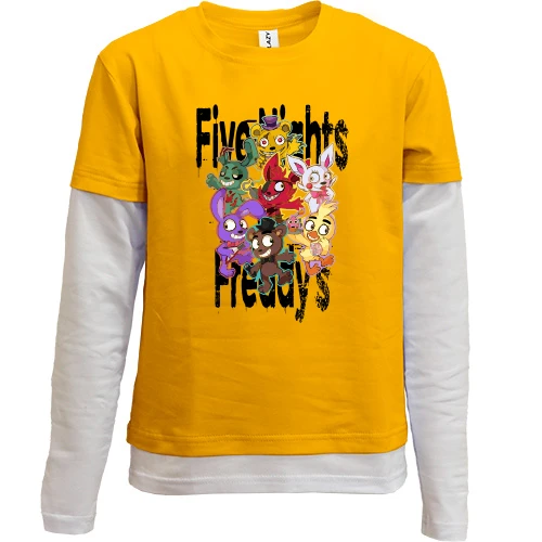 Комбинированный детский лонгслив, желтый, Five Nights (Игрушки) 2