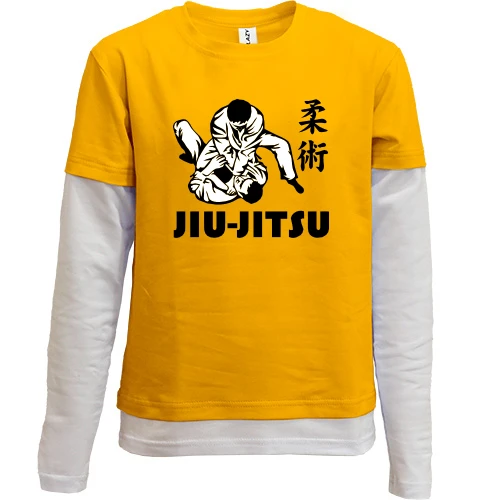 Комбинированный детский лонгслив, желтый, Jiu-Jitsu (2)