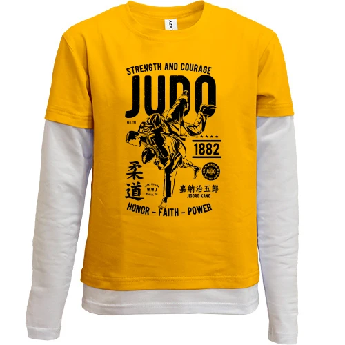 Комбинированный детский лонгслив, желтый, Judo постер
