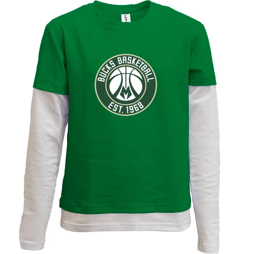 Комбинированный детский лонгслив Милуоки Бакс (Milwaukee Bucks)